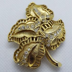 Dress with this Gold Brooch Pin with Crystal's accents Vintage Show Stopper